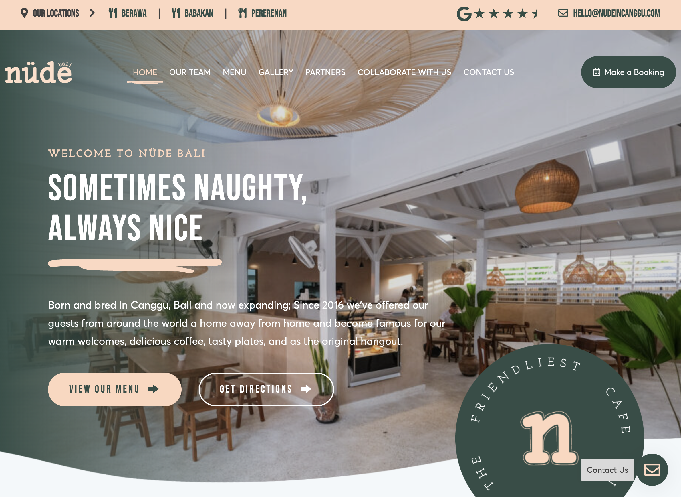 nude bali cafe website